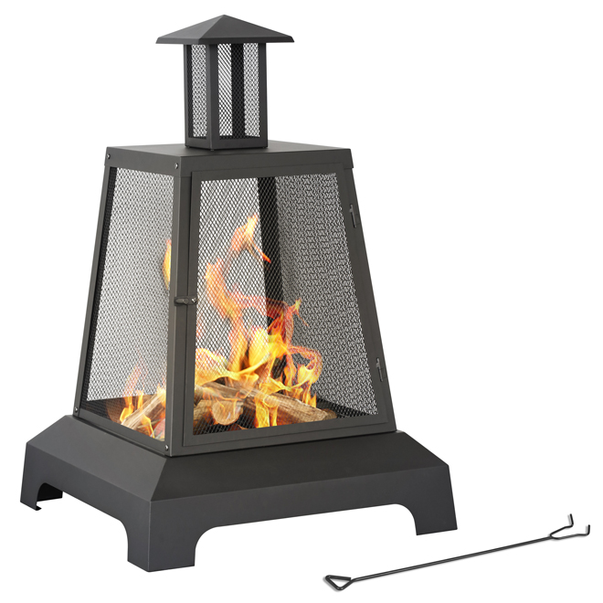 Style Selections 27.5-in Black Outdoor Square Wood Fireplace