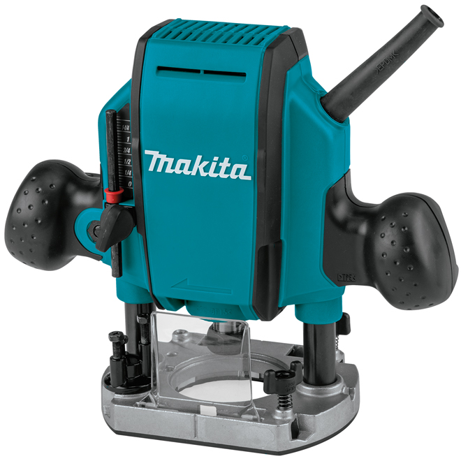 Toupie plongeante à fil 1 1/4 HP Makita, 27 000 tr/min, changement de profondeur à 3 niveaux, à gâchette, anti-poussière