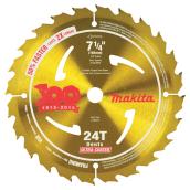 Lame de scie circulaire pour charpente Makita, 7 1/4 po dia, 24 dents, angle d'attaque accentué de 15°