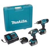 Makita Set of 2 Cordless Tools - 3 18-V Lithium-ion Batteries