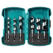 Makita 6-pc Short Wood Auger Drill Bit Set - 4 3/4-in L - Heavy-Duty Case with Rubber Bumpers