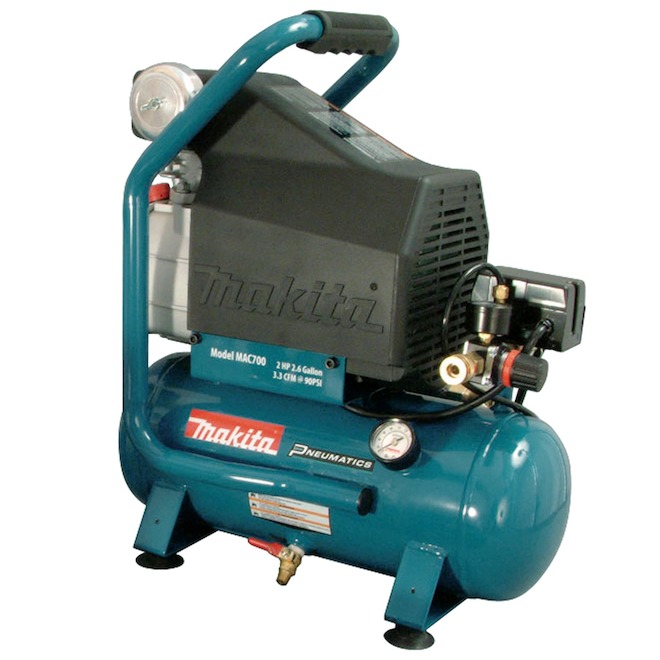 Makita 2-HP Air Compressor and Brad Nailer Kit - Electric - 2.6-gal. - Teal