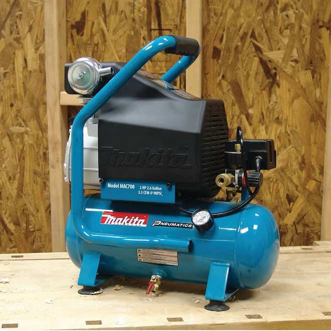 Makita 2-HP Air Compressor and Brad Nailer Kit - Electric - 2.6-gal. - Teal