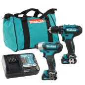 Makita Cordless 12 V Max CXT Tool Combo Kit - Drill/Driver and Impact Driver