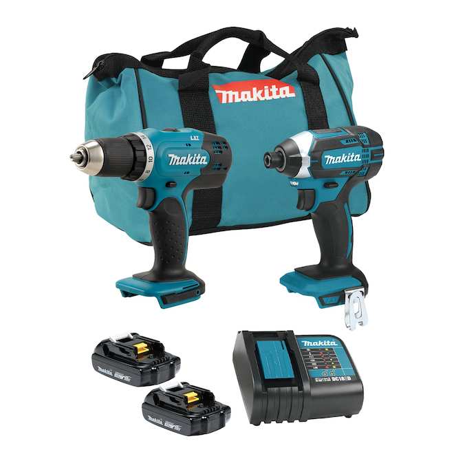 Makita Set of 2 Lithuim-Ion 18-V Teal Cordless Tools - 2 Batteries Included