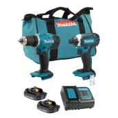 Makita Set of 2 Lithuim-Ion 18-V Teal Cordless Tools - 2 Batteries Included