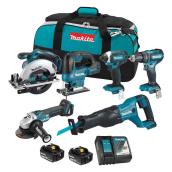 Makita 6-Tool Cordless Combo Kit 18V LXT Lithium-Ion - 2 Batteries (4.0Ah) - Charger and Tool Bag