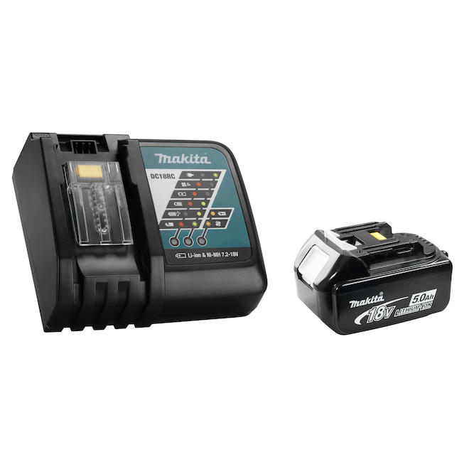 Batterie lithium-ion MAKITA 18 V (5,0 Ah) LXT et kit de chargeur rapide, avec batterie et chargeur rapide