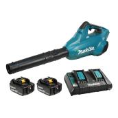 Makita Brushless Leaf Blower with 2 18 V Batteries and Dual Charger