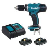 Makita 1/2-in 18 V 15 A Keyless Chuck VSR Drill-Driver Kit with 2 Lithium-Ion Batteries and Charger - Teal