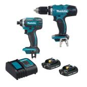 Makita 18-V Lithium Ion Drill Driver and Impact Driver Kit w/ Two 2.0 Ah Batteries