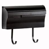 Essential Accessories Vintage Mailbox With Hooks - Black - Horizontal