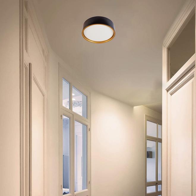 Allen + Roth Flush Mount Ceiling Light - Dimmable - 22 W - 14-in x 14-in - Black