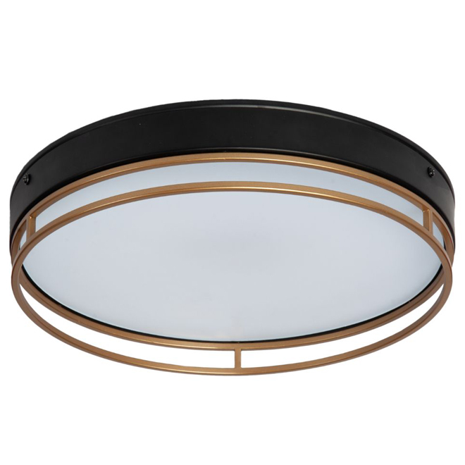 Origin 21 14-in Black/Gold Acrylic Round Flush-Mounted Integrated LED Ceiling Light