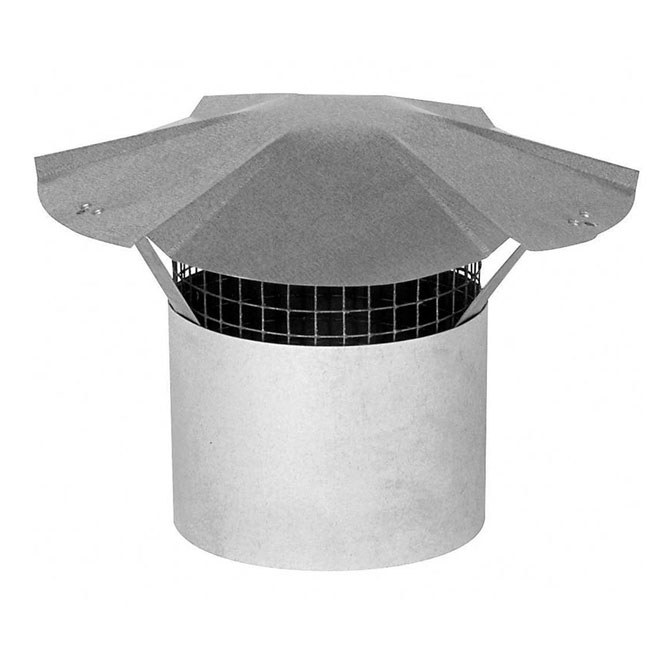 Chapeau de cheminée avec pare-étincelle Imperial, acier galvanisé, rond, 6 po de diamètre x 8 po de long