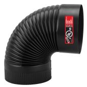 Coude plissé ondulé e 90° en acier noir pour poêle à bois