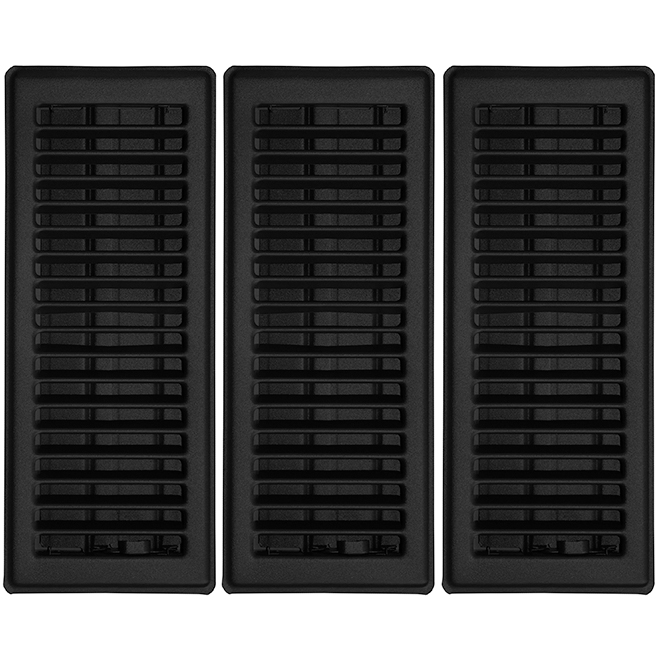 Imperial Steel Louvered Floor Registers - Matte Black - 3 Per Pack - 3-in W x 10-in L