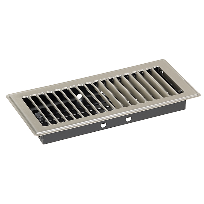 Imperial Louvered Steel Floor Register - Satin Nickel - Rustproof Polystyrene Body - 4-in W x 10-in L