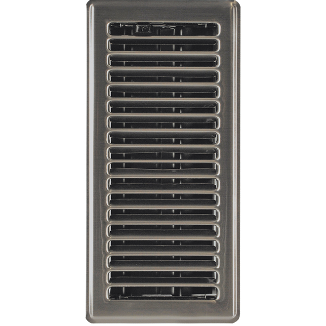 Imperial Louvered Steel Floor Register - Satin Nickel - Rustproof Polystyrene Body - 4-in W x 10-in L