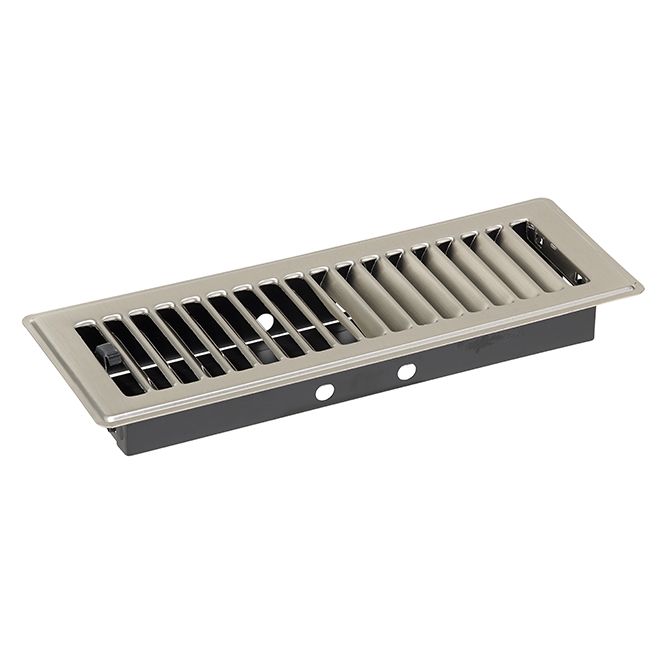 Imperial Steel Floor Register - Satin Nickel - Widespread Air Diffusion - 3-in W x 10-in L