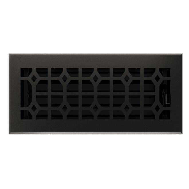 Imperial Cast Iron Black Floor Register Duct Opening 4 x 10-in Outside 1.75 x 5.25-in