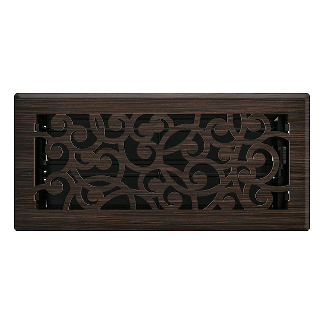 Imperial 4-in x 10-in Wonderland Oil-Rubbed Bronze Steel Floor Register