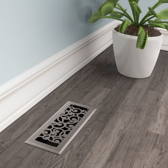 Imperial 3-in x 10-in Wonderland Brushed Nickel Floor Register