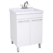 Laundry Tub Kit with Faucet and Cabinet - White