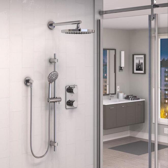 Barre de douche télescopique adaptable au robinet thermostatique mural avec  connexion compatible-03464501NM