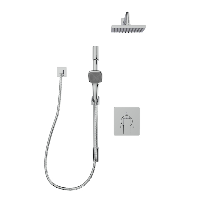 Kit complet pour douche, modèle carré Paffoni Level KITLES015CR Chromé -  Avec set de douche