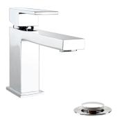 Essential Style Quadrato Single Handle Polished Chrome Lavatory Faucet with Drain Included