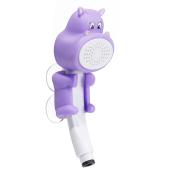Douchette à main, hippopotame, mauve et blanc