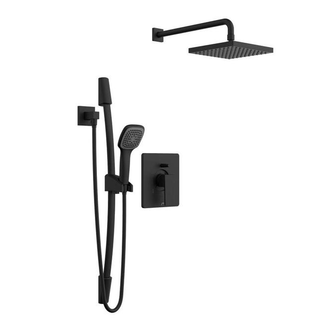 Image of Belanger | Essential Style Quadrato Matte Black Shower Faucets Rail Kit | Rona