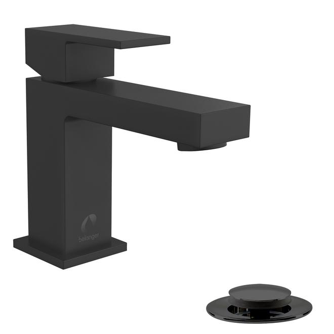 Belanger Quadrato Matte Black Bathroom Faucet with presto drain included