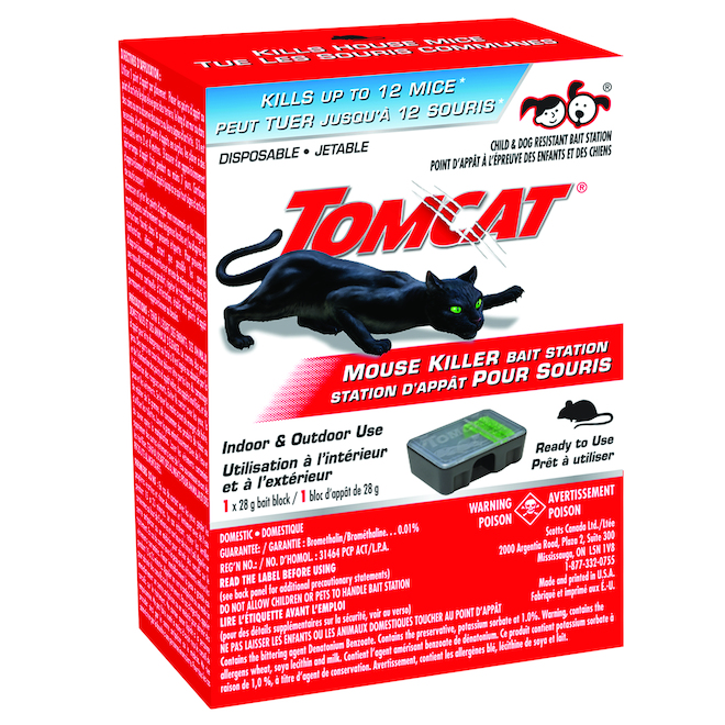 Tomcat Mouse Killer I Tier 1 Refillable Mouse Bait Station, 1 Station with  4 Baits (Box)