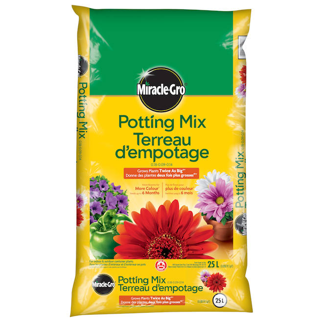 Terreau d'empotage Miracle-Gro pour plantes d'intérieur/extérieur, 25 L