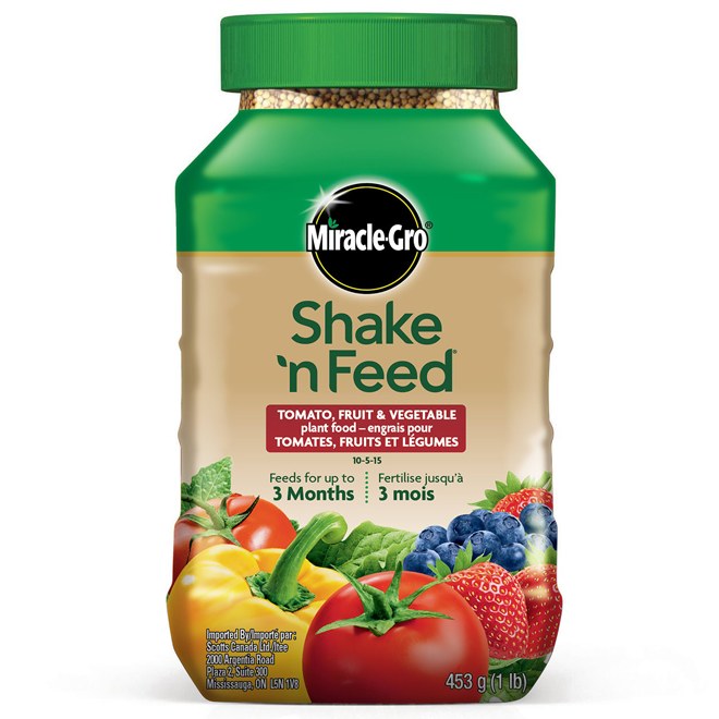 Engrais Shake 'n Feed Miracle-Gro pour tomates, fruits et légumes, 453 g