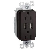Prise double avec 2 prises USB, 15A/120V, bronze foncé