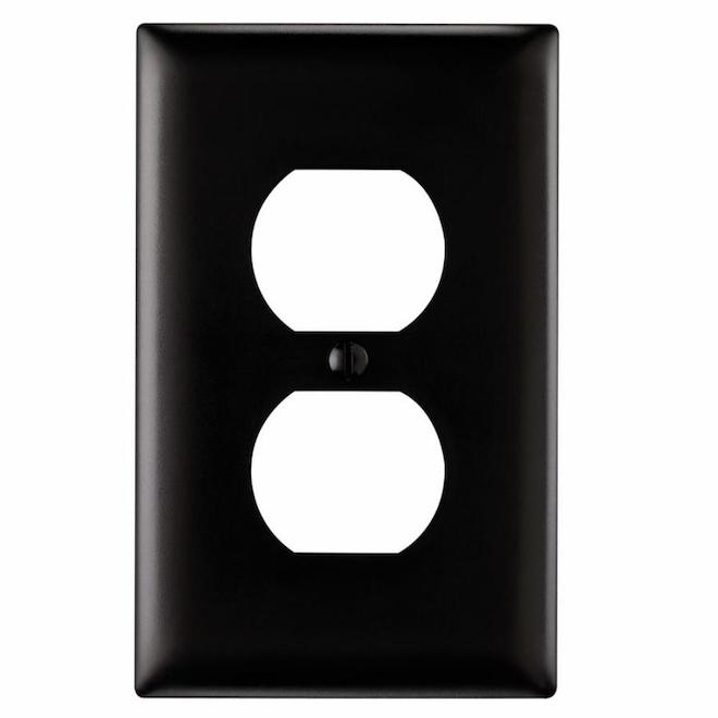 Legrand TradeMaster 1 Gang Duplex Receptacle Wall Plate Black   12695269 L 