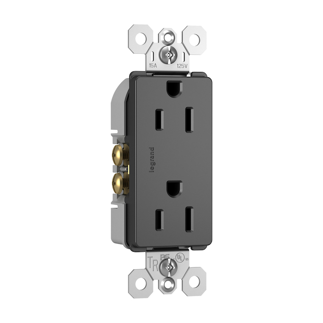 Legrand radiant 15 Amp 125-Volt Black Indoor Decorator Wall Outlet