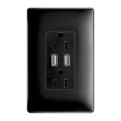 Legrand 15-Amp 125-Volt Black Indoor Decorator Wall Outlet/USB