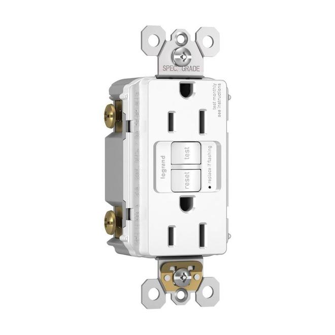 Prise électrique murale DDFT inviolable décoratrice d'intérieur blanche 125 V 15 A Legrand