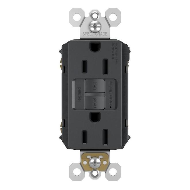 Legrand radiant 15.0-Amp 125-volt Graphite Indoor Decorator Wall Outlet