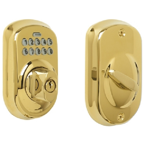 Keypad Deadbolt - Plymount - Bright Brass