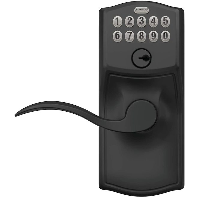 Schlage Accent Keypad Lever with Camelot Trim in Matte Black 173595 RONA