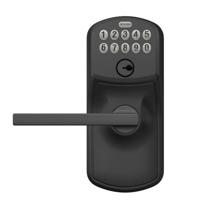 Schlage Plymouth/Latitude Matte Black Keypad Deadbolt with Entry Lever