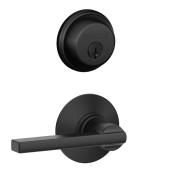 Schlage Single Cylinder Deadbolt and Latitude Lever Hall and Closet Lock in Matte Black