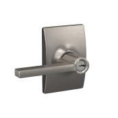 Schlgae Latitude Lever with Century Trim Keyed Entry Lock in Satin Nickel