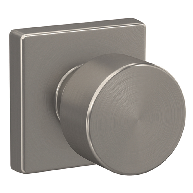 Bouton de porte sans serrure d'intérieur Ryson de Home Front en nickel satiné