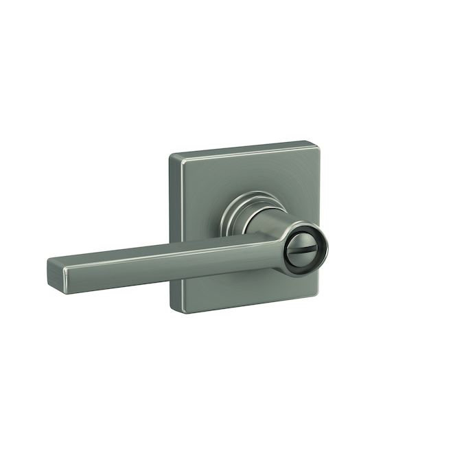 Home Front Crosbie Lever with Evans Trim Bed and Bath Lock Nickel